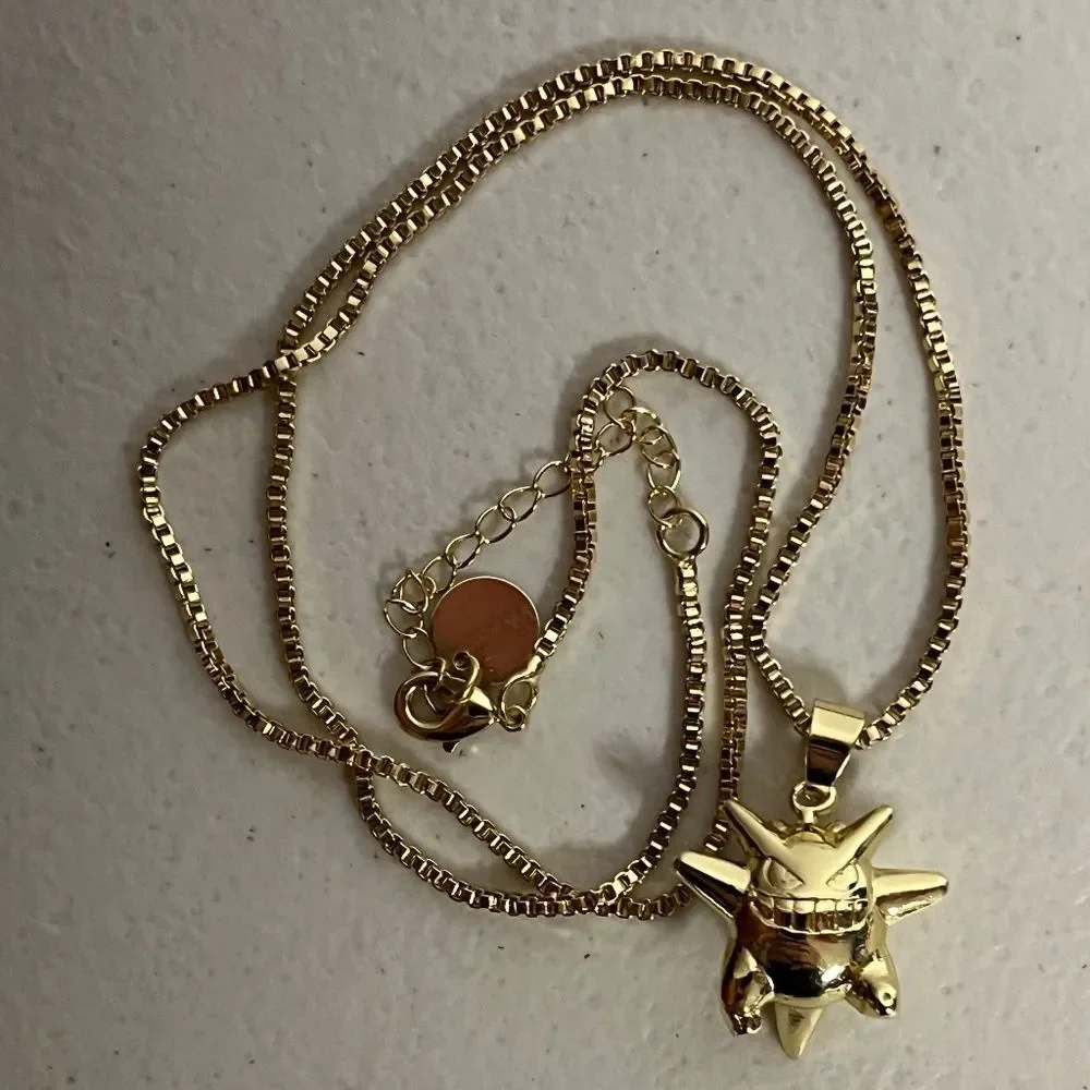Gengar Pokemon Gold Tone Charm Pendant Necklace Adjustable Chain Anime